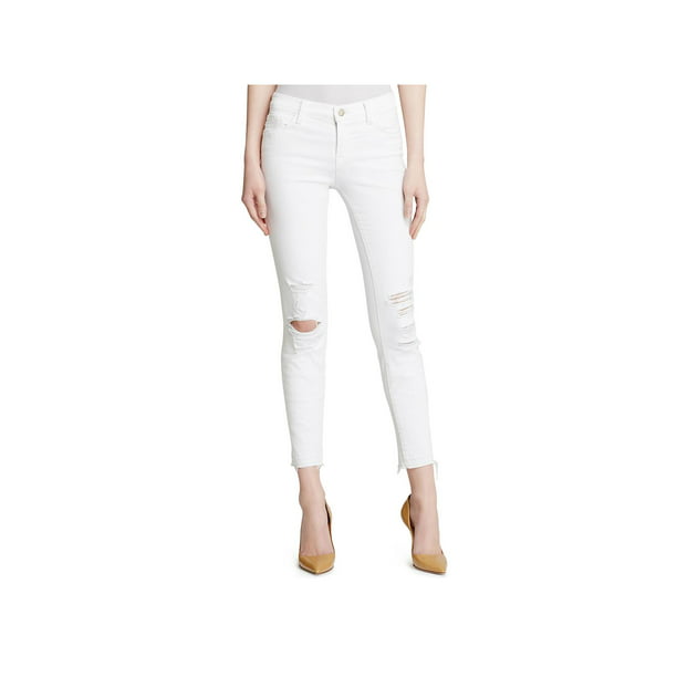 $299 J Brand Women'S White Ripped High-Rise Skinny-Leg Crop Casual Jeans Size 29 